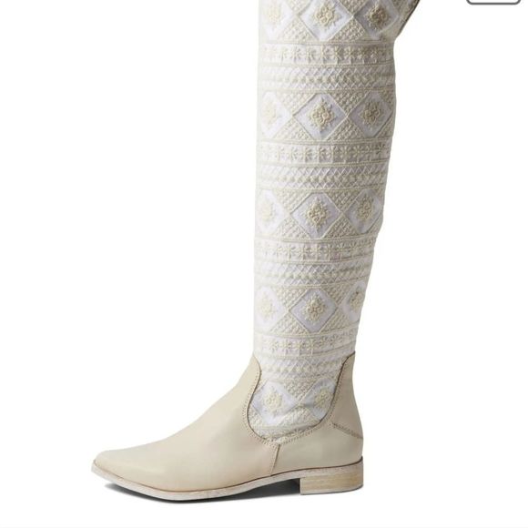 Free People Bren Textile Slouch Boot Ecru - Picture 4 of 8